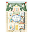 Book cover for "At Home in a Book" by Lauren O'Hara, featuring a dollhouse-style illustration of classic story characters.