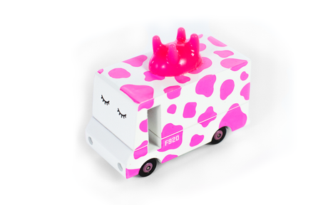 Candyvan - Strawberry Moo - Wooden Diecast Toy Car Candylab