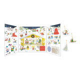 Richard Scarry's Best Advent Calendar Ever open 3D spread with pop-out ornaments, angled view.
