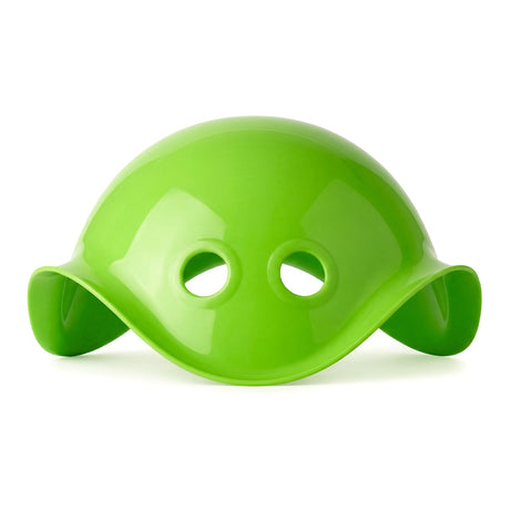Bright green Bilibo Midi shell-shaped sensory toy for kids, open-ended play educational toy on white background.