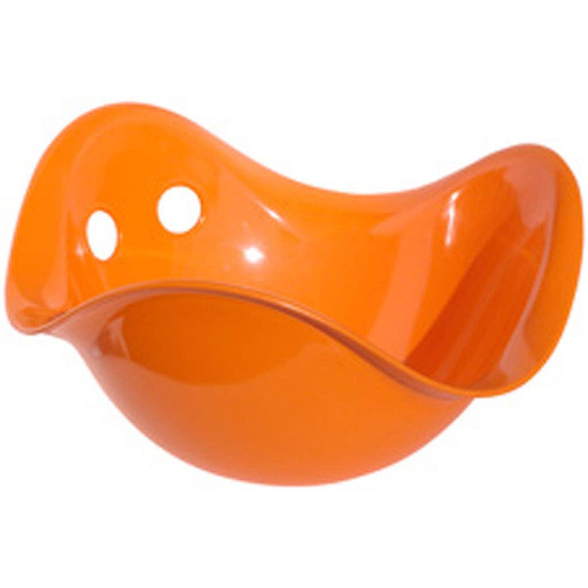Orange Bilibo sensory seat toy with two circular holes for open-ended creative play and balance skills.