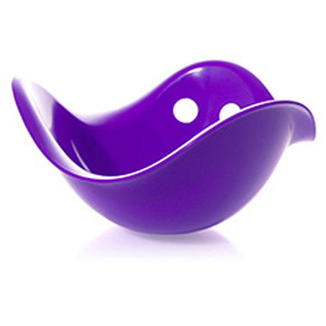 Purple Bilibo sensory toy for children, showing its iconic shell-like shape and two holes on a white background.