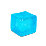 Blue Schylling NeeDoh Nice Berg Glitter & Glow squishy fidget toy in a sparkly ice cube shape on a white background.
