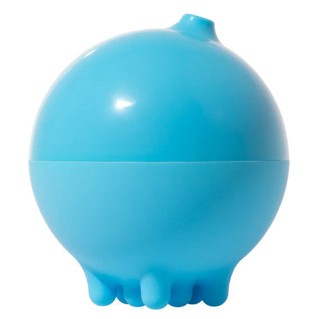 Blue Moluk Plui rainball bath toy, a spherical sensory water toy with a single top nozzle and bottom rain holes.