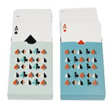 A set of two vibrant playing card decks stored in a decorative box, perfect for card games or collecting.