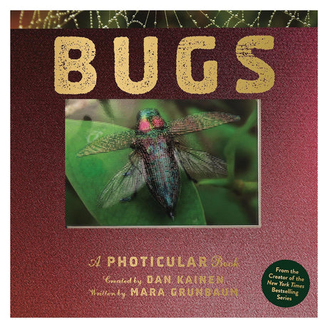 Bugs: A Photicular Book cover by Dan Kainen and Mara Grunbaum, featuring a 3D lenticular image of an iridescent beetle.