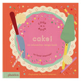 Cake! An Interactive Recipe Book cover with colorful sprinkles and baking tools, illustrated by Lotta Nieminen.