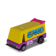 Candycar Toons Speed Vandal van toy with yellow top, purple base, pink spoiler, and "SPEED" logo on white background.