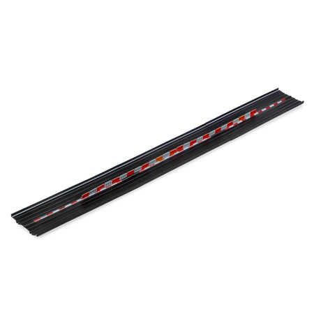 Candylab Roadworks straight track expansion 3-pack with black road, white dashed lines, and red safety barriers.