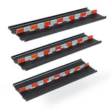 Candylab Roadworks straight track expansion pack featuring three black toy car tracks with orange and white safety barriers.