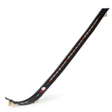 Candylab Roadworks Super Speed playset featuring a long black toy car ramp and a red wooden car on a white background.