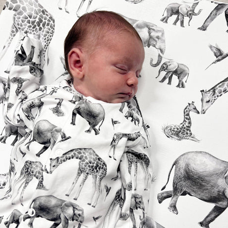Baby Cotton Onesie – Safari Animal Print