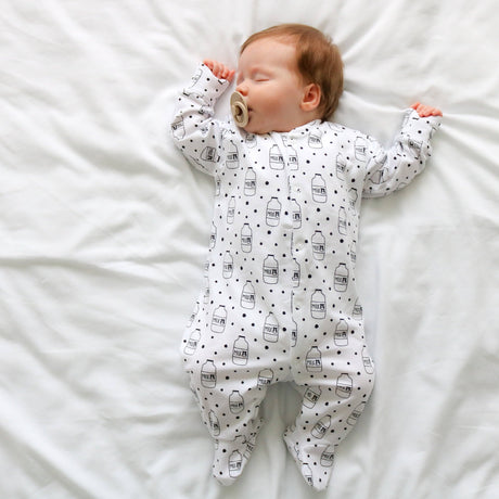Baby Cotton Onesie – Milk Bottle Print