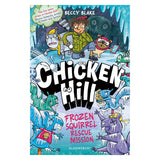 Book cover for Chicken Hill: Frozen Squirrel Rescue Mission by Beccy Blake, with icy animals.