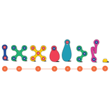 Illustration of colorful magnetic toy shapes with numbers below showing piece counts.