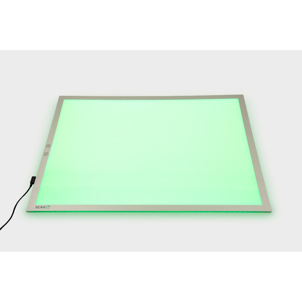 A large, slim LED panel with adjustable color settings, ideal for sensory play, light exploration, and enhancing visual learning activities.