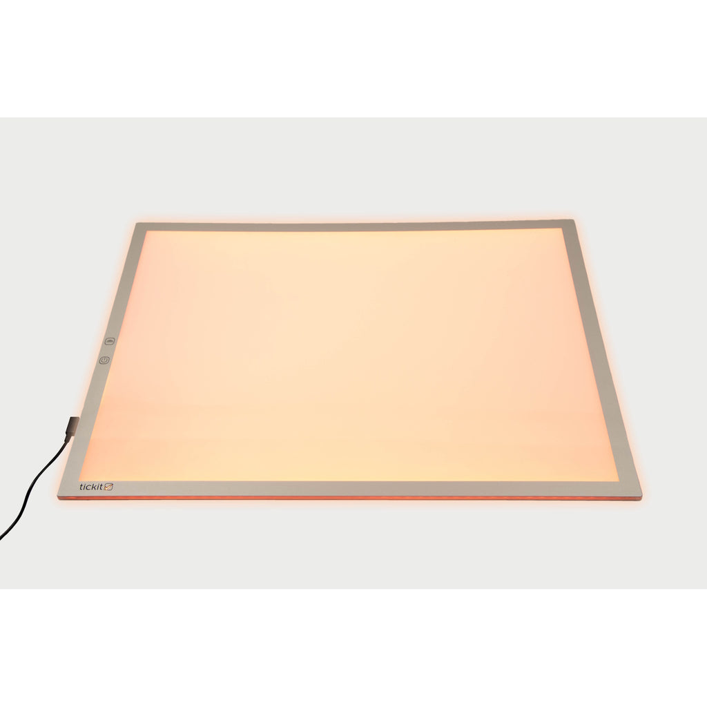 A large, slim LED panel with adjustable color settings, ideal for sensory play, light exploration, and enhancing visual learning activities.