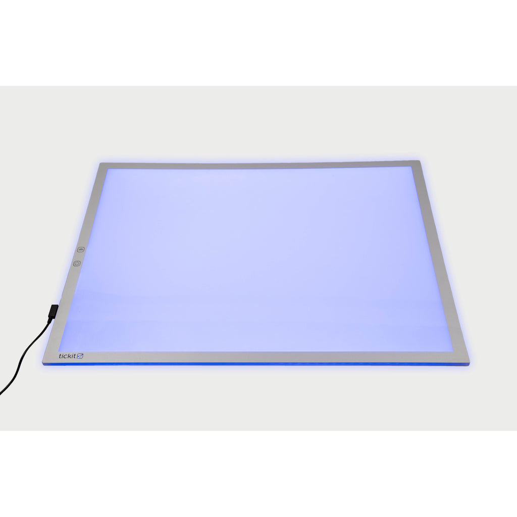 A large, slim LED panel with adjustable color settings, ideal for sensory play, light exploration, and enhancing visual learning activities.