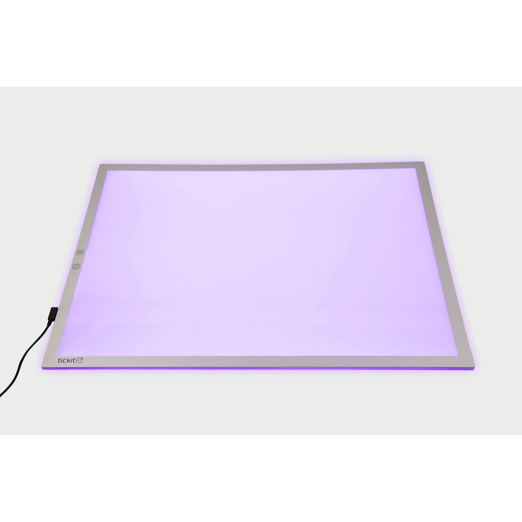A large, slim LED panel with adjustable color settings, ideal for sensory play, light exploration, and enhancing visual learning activities.