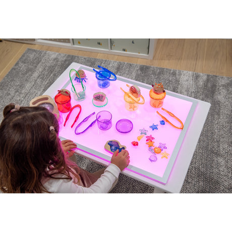 A large, slim LED panel with adjustable color settings, ideal for sensory play, light exploration, and enhancing visual learning activities.