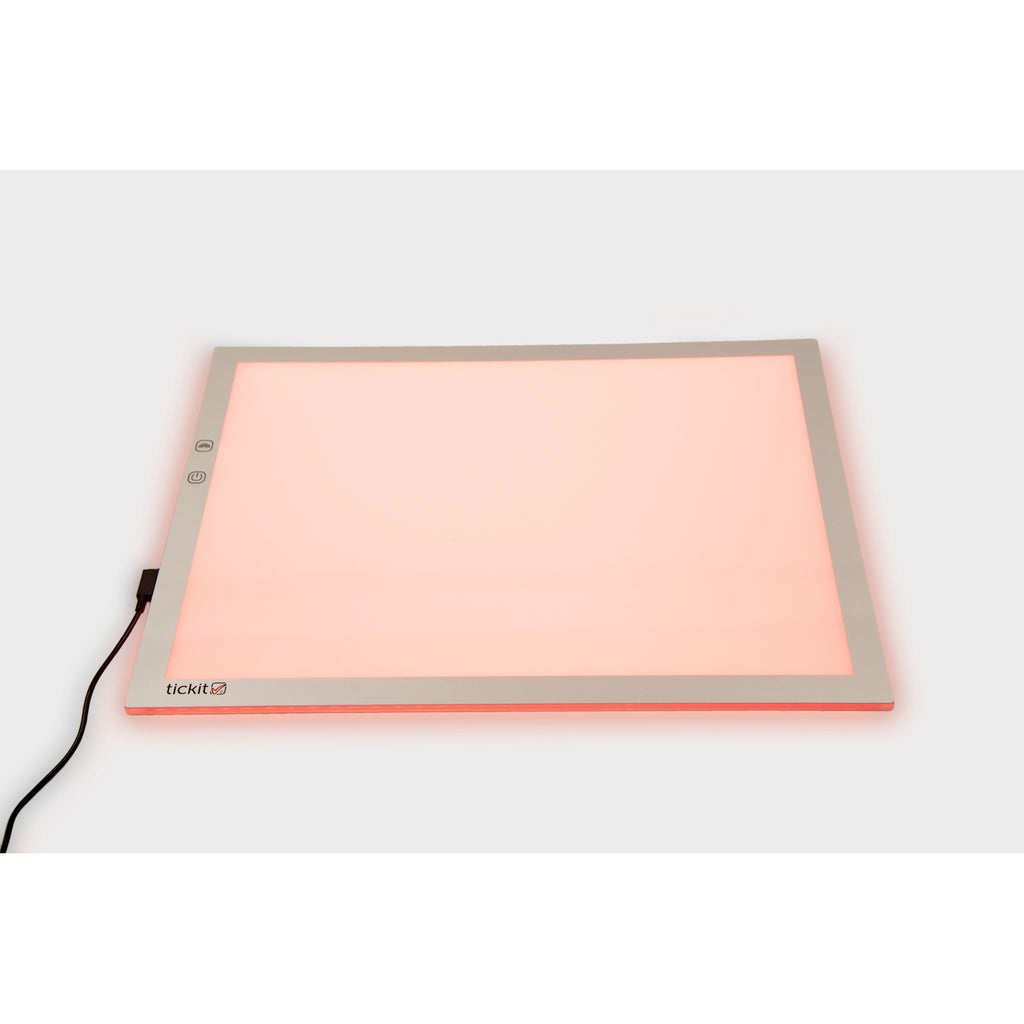 A medium-sized LED panel with adjustable color-changing lights, perfect for sensory exploration, color mixing, and visual learning activities.