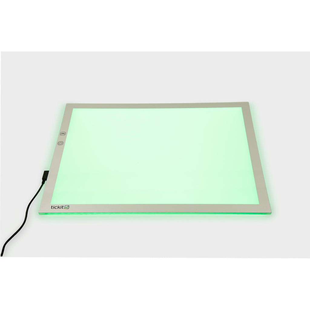 A medium-sized LED panel with adjustable color-changing lights, perfect for sensory exploration, color mixing, and visual learning activities.
