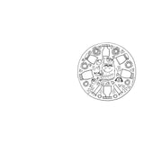 Black and white line art mandala featuring The Color Monster, glass jars, hearts, and flowers for a mindfulness coloring book.