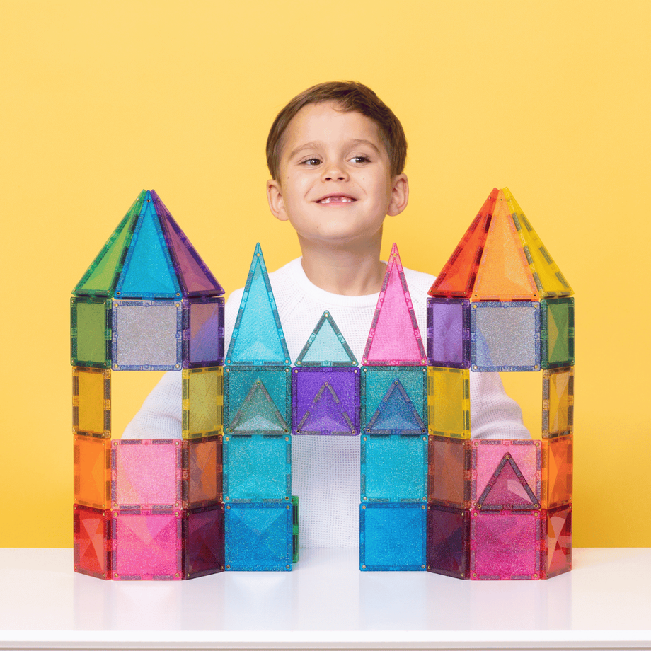 CONNETIX Magnetic Tiles GLITTER Castle Pack 48 pcs. – My