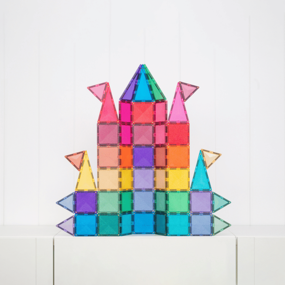 CONNETIX Magnetic Tiles GLITTER Castle Pack 48 pcs.