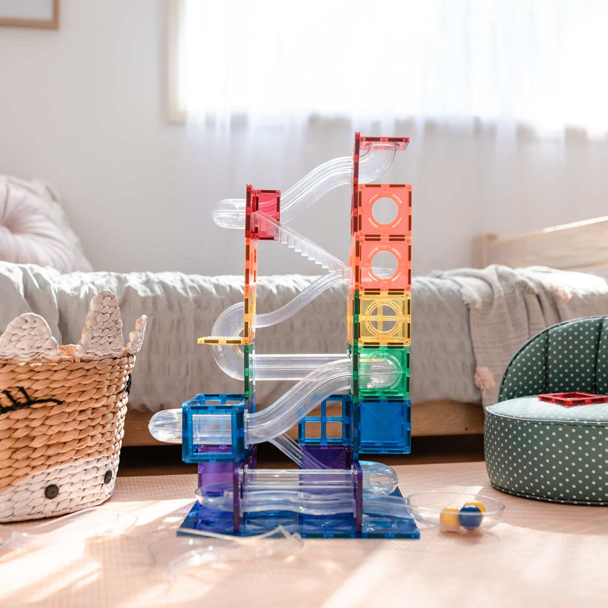 CONNETIX Magnetic Tiles RAINBOW Ball Run Pack 92 pcs.