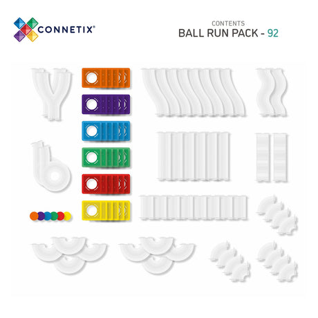 CONNETIX Magnetic Tiles RAINBOW Ball Run Pack 92 pcs.