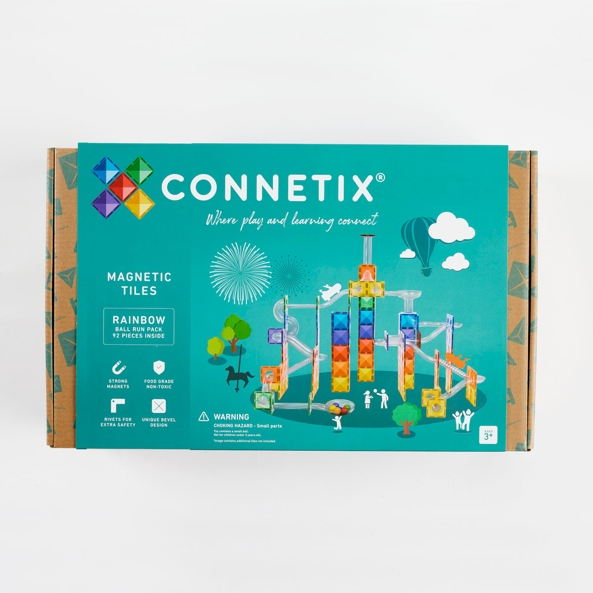 CONNETIX Magnetic Tiles RAINBOW Ball Run Pack 92 pcs.