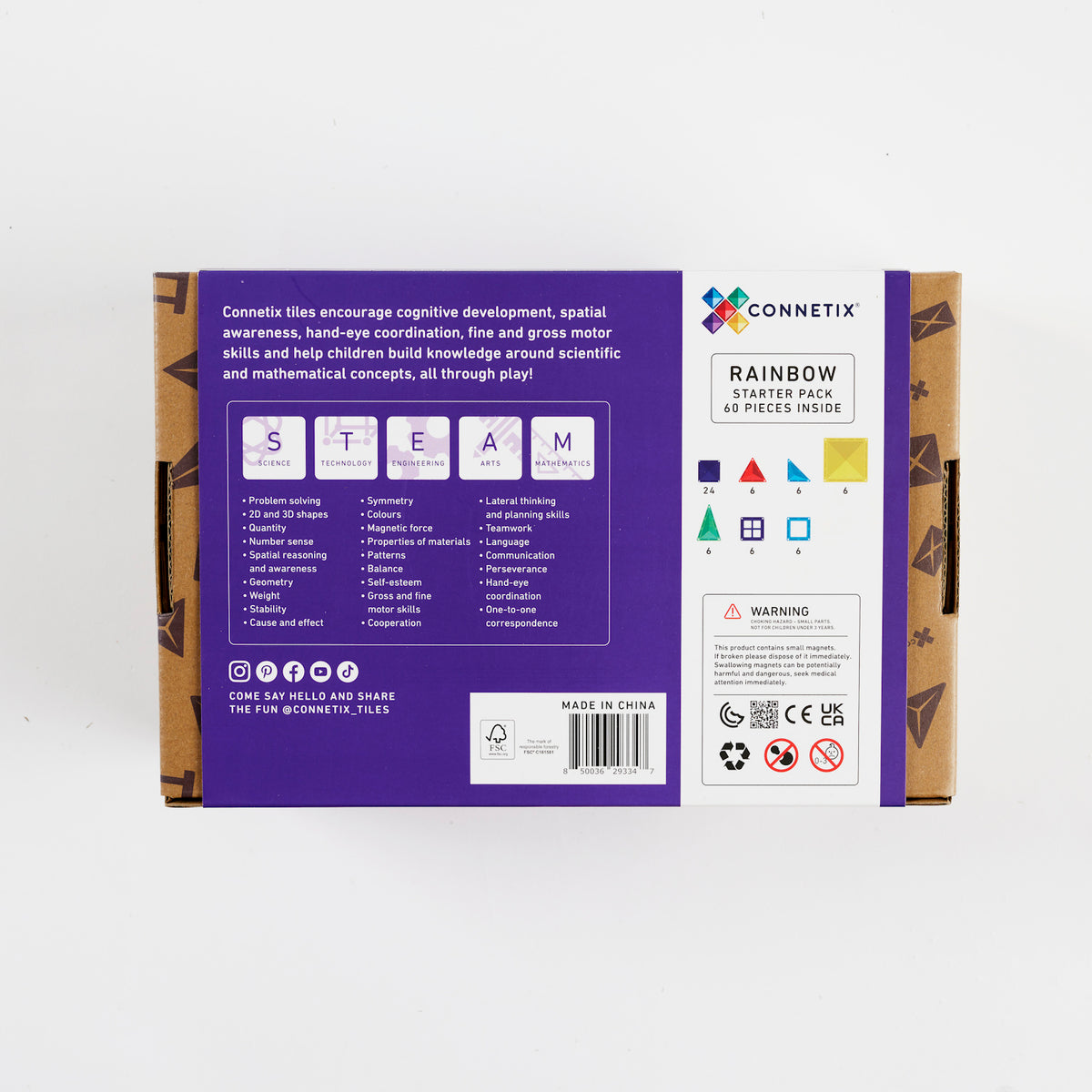 CONNETIX Magnetic Tiles RAINBOW Starter Pack 60 pcs.