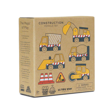Packaging box for Le Toy Van wooden construction vehicle set against a white background.