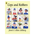 Cover of Cops and Robbers by Janet & Allan Ahlberg, featuring a grid of twelve illustrated police and robber characters.
