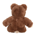 Back view of Cozy Dinkum Bobby Bear plush toy showing fluffy brown fur and a small tail.