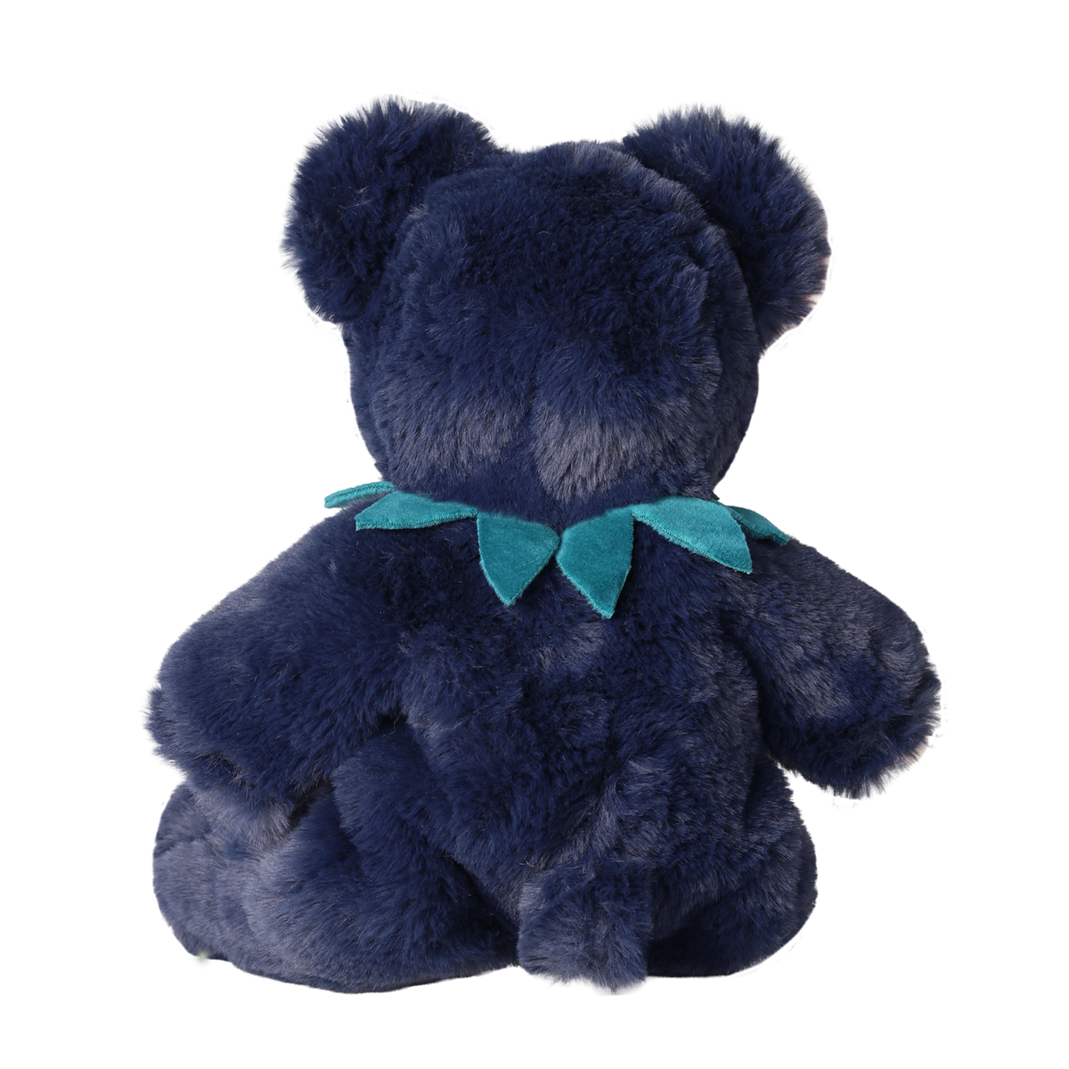 Back view of Olli Ella Cozy Dinkum Blueberry Bear plush toy against a white background.