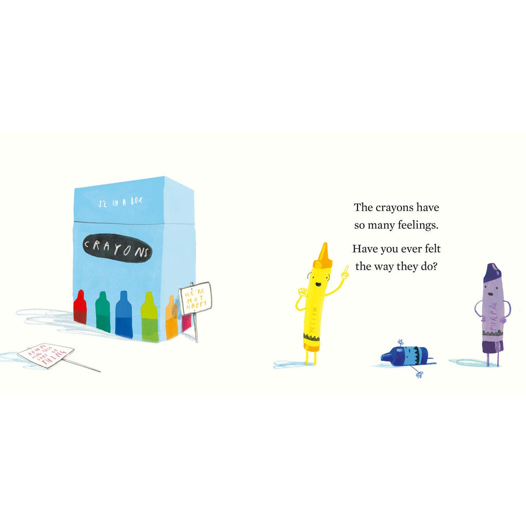 The Crayons' Book of Feelings board book, featuring colorful crayon characters expressing different emotions—an engaging and playful introduction to feelings and emotional awareness for toddlers and young children.