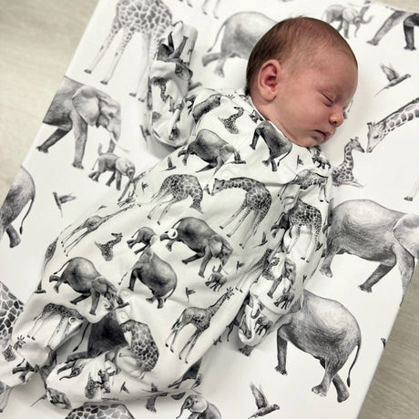 Baby Cotton Onesie – Safari Animal Print