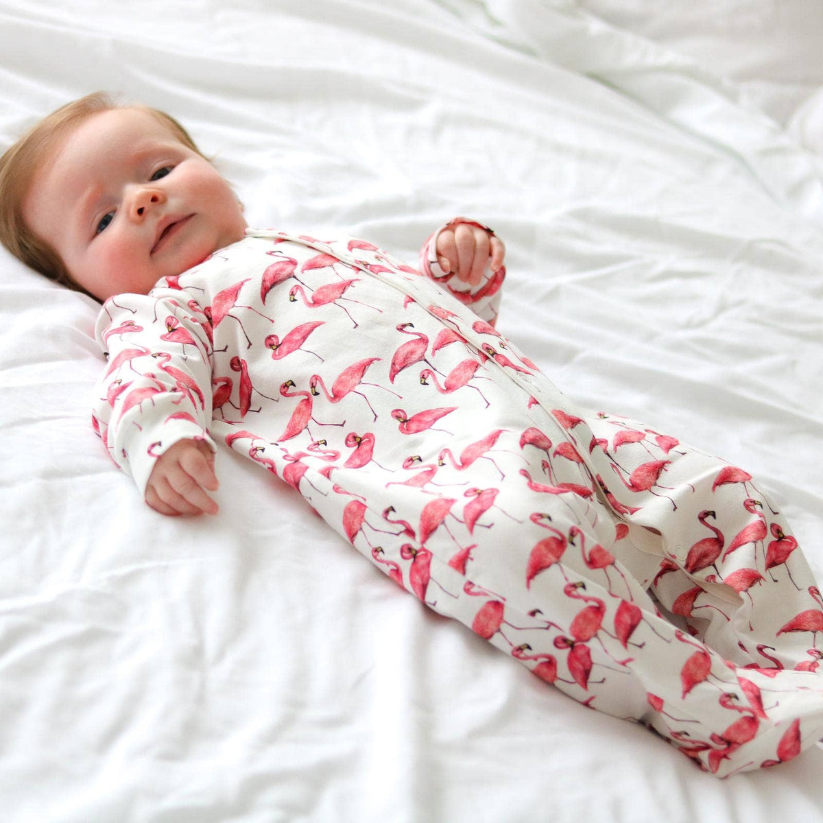 Baby Cotton Onesie – Flamingo Print
