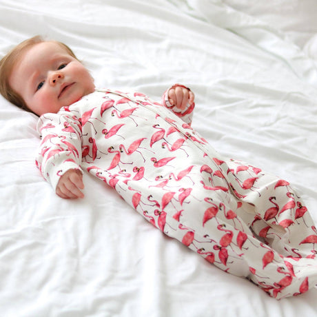 Baby Cotton Onesie – Flamingo Print
