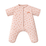 Dinkum Doll Marlow floral pajamas in pink with a small embroidered rainbow on the chest.