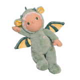 Olli Ella Dinky Dinkum Dax Dragon plush doll lying down on a white background.