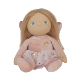 Olli Ella Dinky Dinkum Doll Fairy Fiona in pink plush outfit with a tulle tutu skirt.