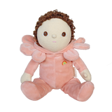 Olli Ella Dinky Dinkum Dahlia flower plush doll isolated on a white background.