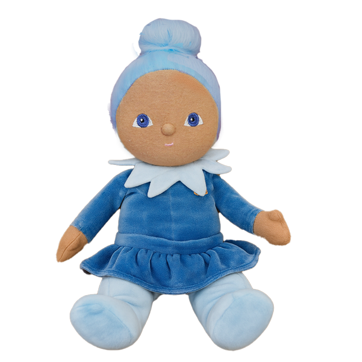 Olli Ella Dinky Dinkums Iris plush doll, blue flower fairy soft toy.