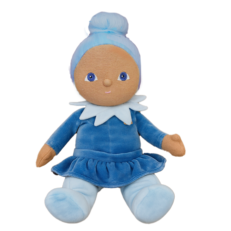 Olli Ella Dinky Dinkums Iris plush doll, blue flower fairy soft toy.