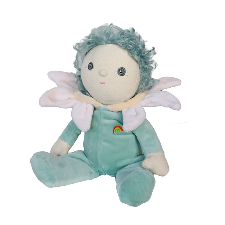 Olli Ella Dinky Dinkums Lily plush doll, mint green flower fairy soft toy.