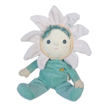 Olli Ella Dinky Dinkums Lily the Flower Doll plush toy in a mint green outfit with a white petal hood.