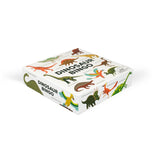 Box labeled "Dinosaur Bingo" featuring colorful dinosaur illustrations, like Brachiosaurus and Triceratops. The playful design suggests a fun, educational game.